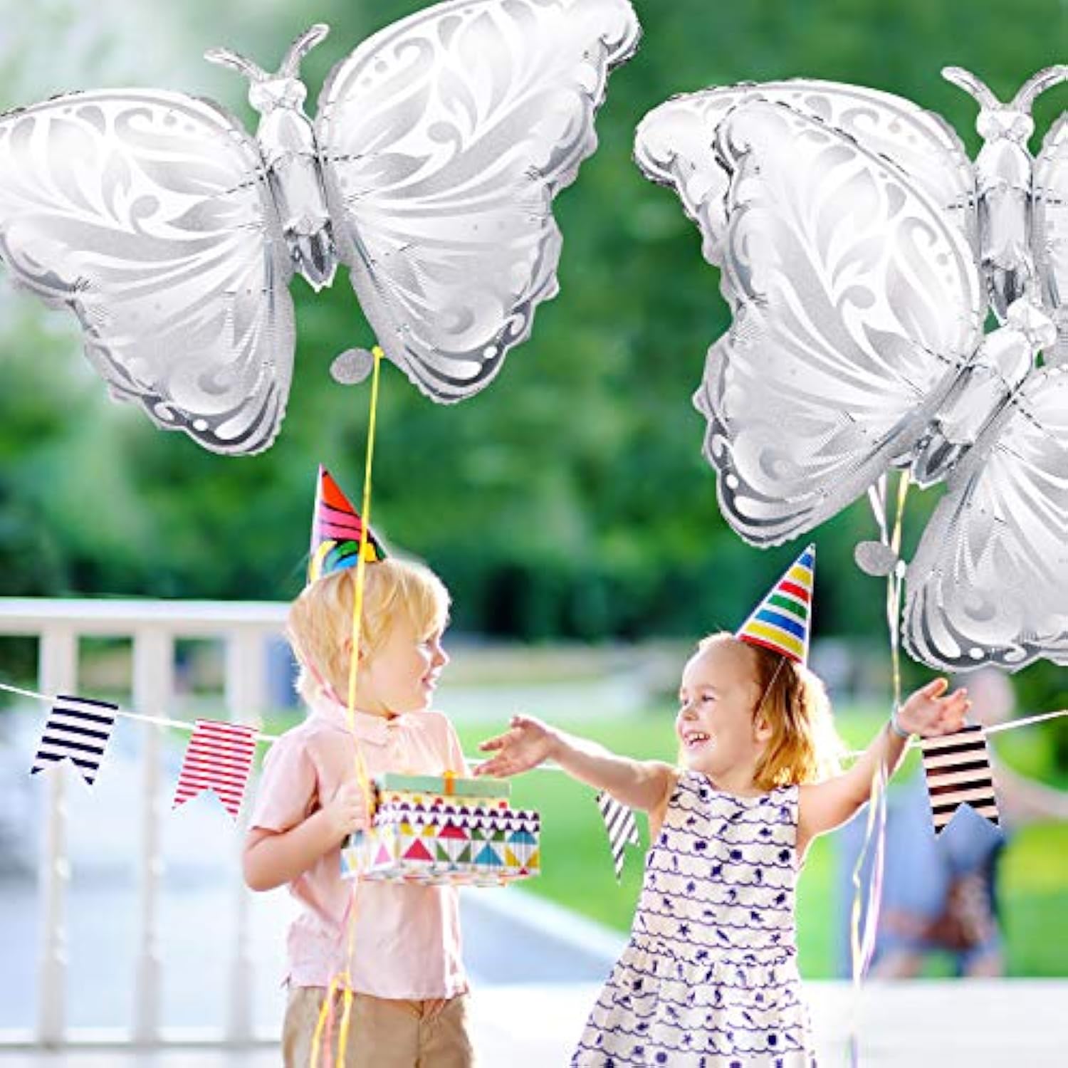 6 Pieces Butterfly Foil Balloon Silver Aluminum Party Balloon Foil Bal