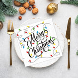 100 Pcs Christmas Light Beverage Cocktail Napkins Disposable Merry Christmas Napkins Paper Dinner Guest Napkins For Xmas Winter Birthday Party Supplies Holiday Table Decorations