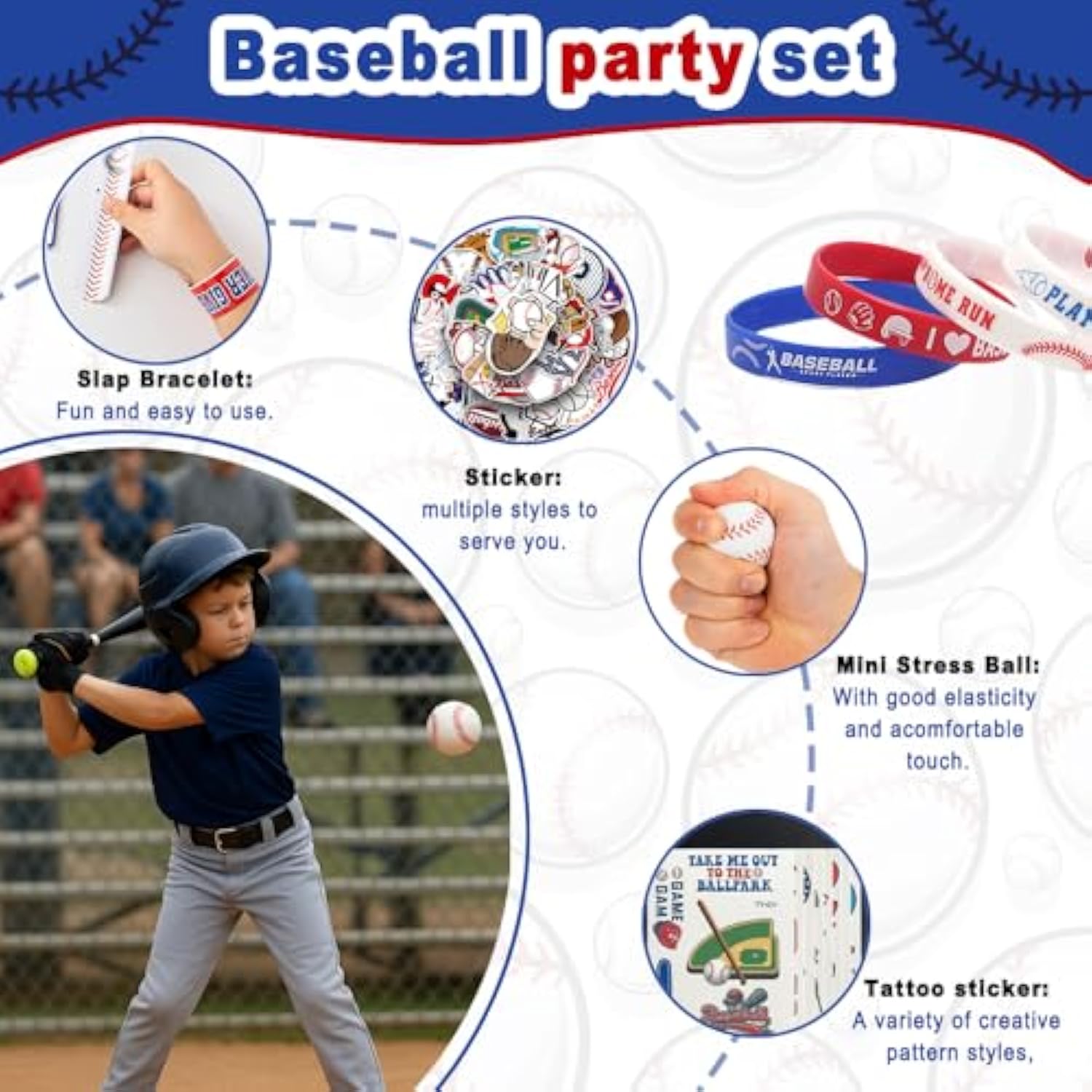 Baseball Party Favors,206Pcs Baseball Goodie Bags With Mini Stress Balls, Keychains, Tattoos, Stickers For Baseball Party Decorations Supplies Sport Themed Birthday Party, Classroom Reward, Kids Event