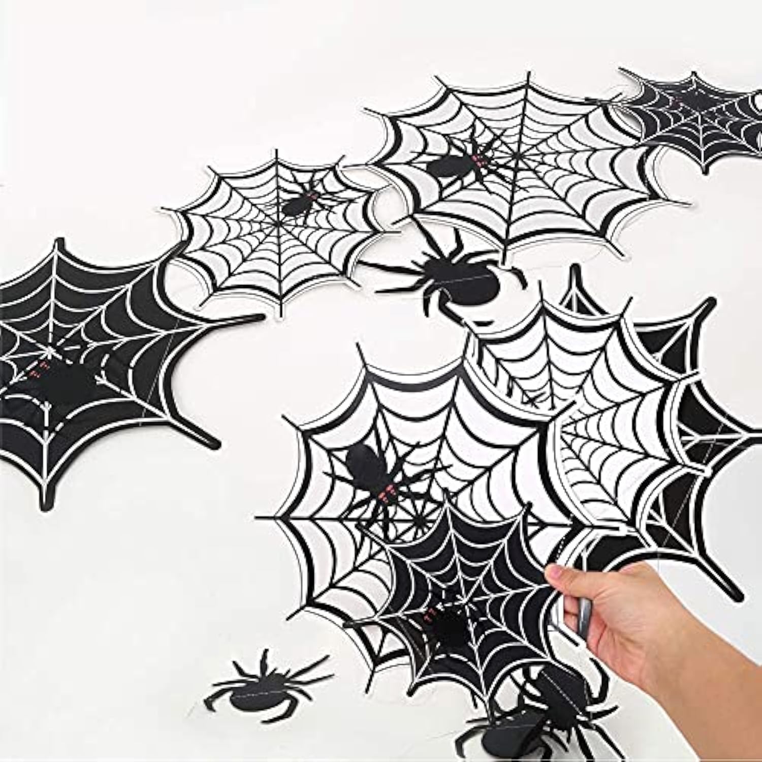 Spider Web Banner Garland Black Halloween Decorations Hanging Cobweb Spiderweb Haunted Mansion For Spooky Birthday Horror Home Office Classroom Mantle Fireplace Decor Party Supplies