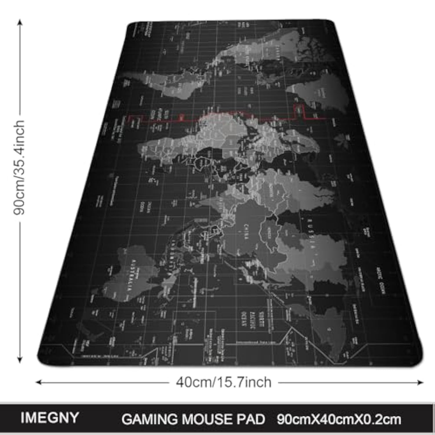 Gaming Mouse Pad, Oversized Mouse Mat Natural Rubber Blank Desk Mat Heavy Duty, Water Resistant Keyboard Pad For Gamer, Office And Home Use (90X40 Map)
