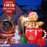 6Ft Gingerbread Christmas Inflatable Outdoor Decoration, Christmas Outdoor Decoration Blow Up Gingerbread Mug Yard Decor