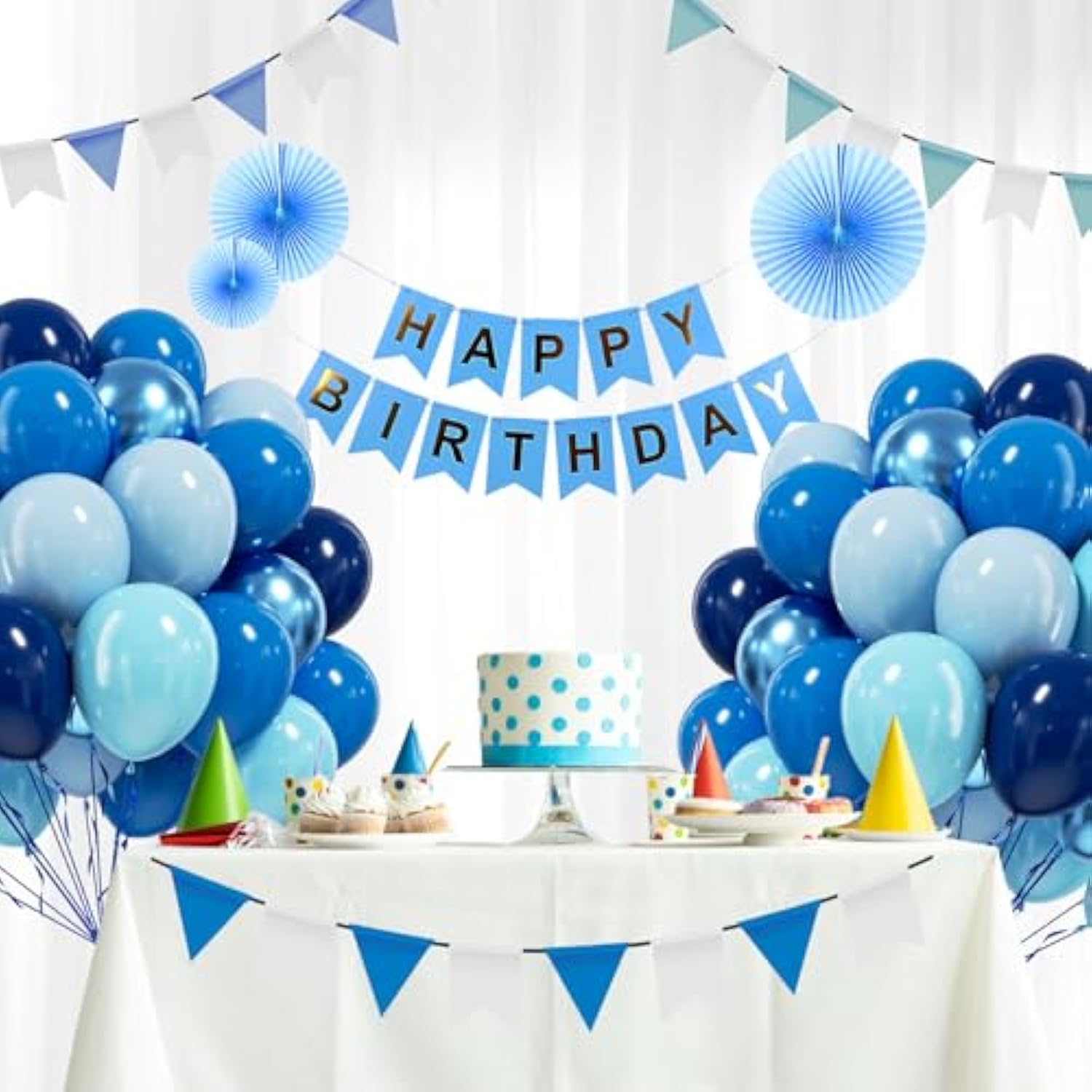60 Metallic Blue & Navy Balloons – 12" Latex Balloons for Baby Showers, Parties and Events