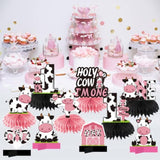 Holy Cow I'M One Birthday Decorations Girls, Cow First Birthday Honeycomb Centerpiece Party Supplies, Baby 1St Birthday Cow Themed Table Toppers Sign Decor