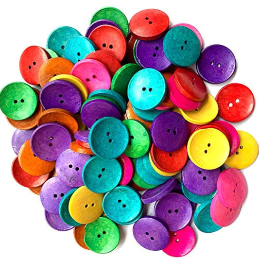 100Pcs/Pack Wood Colorful Buttons Natural Horn Shape 2 Hole Scrapbooki