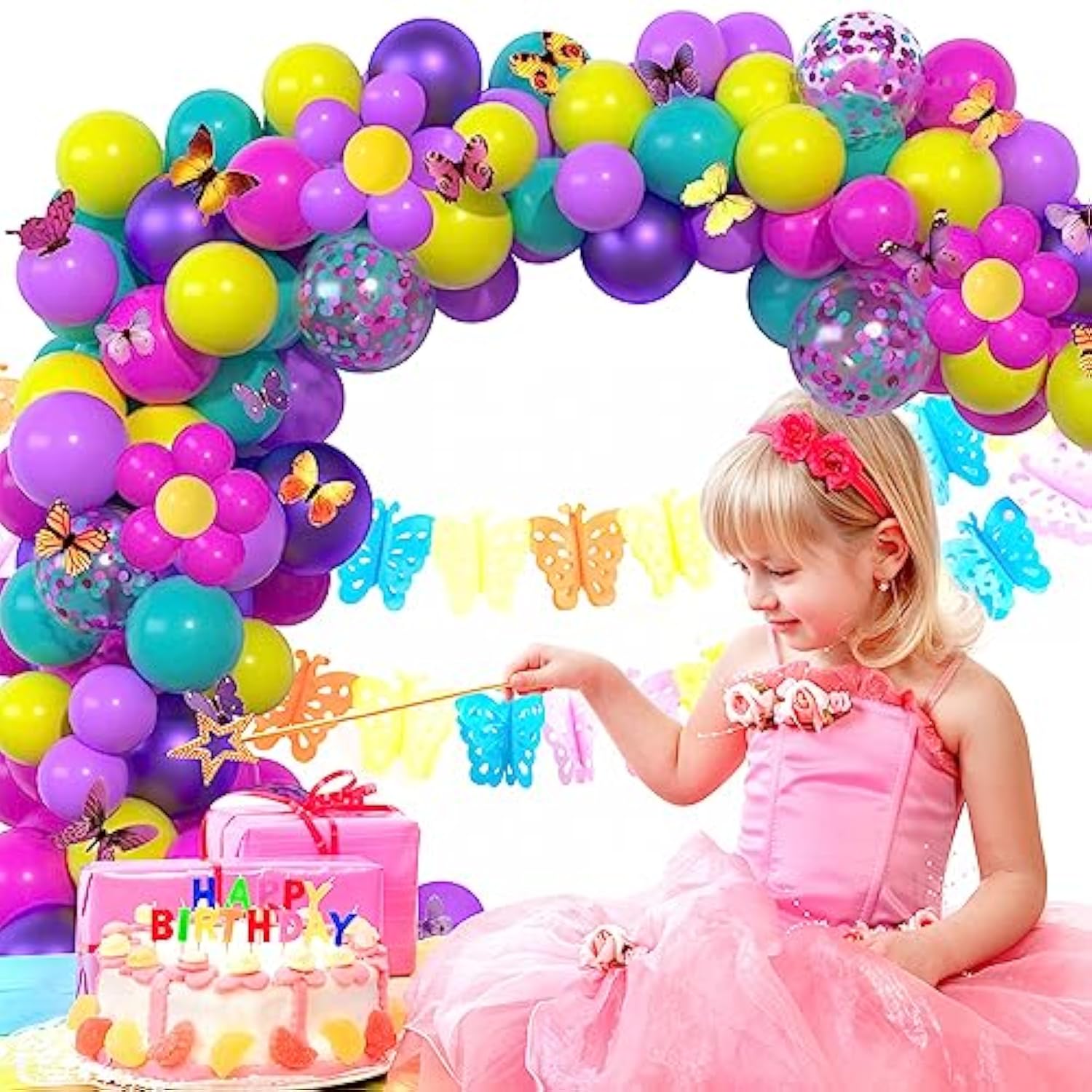 Pink, Blue, Purple Balloon Set: Metallic Confetti, 60 PCS