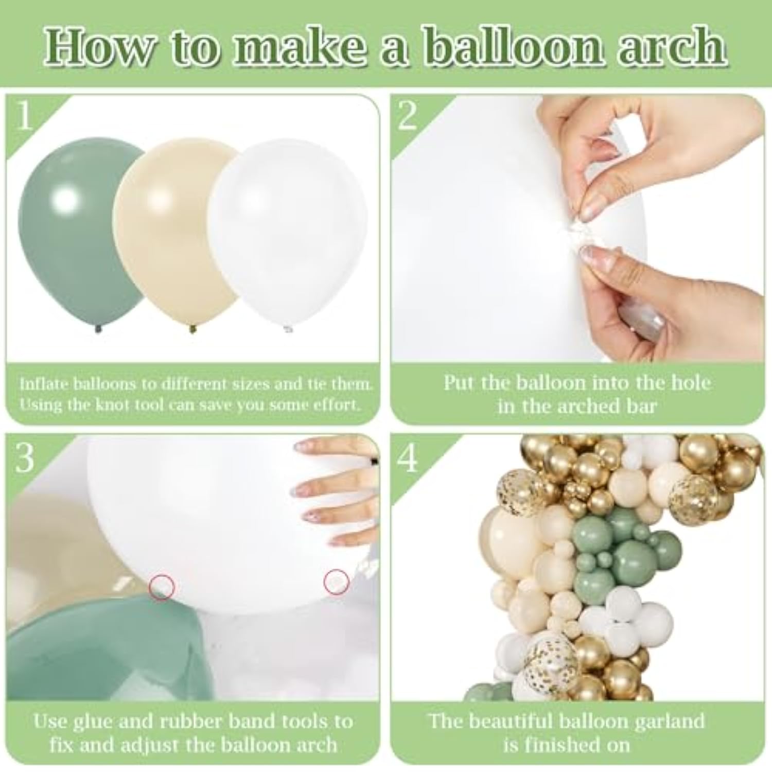 Sage Green Balloon Arch Kit: Gold Confetti Party Decor