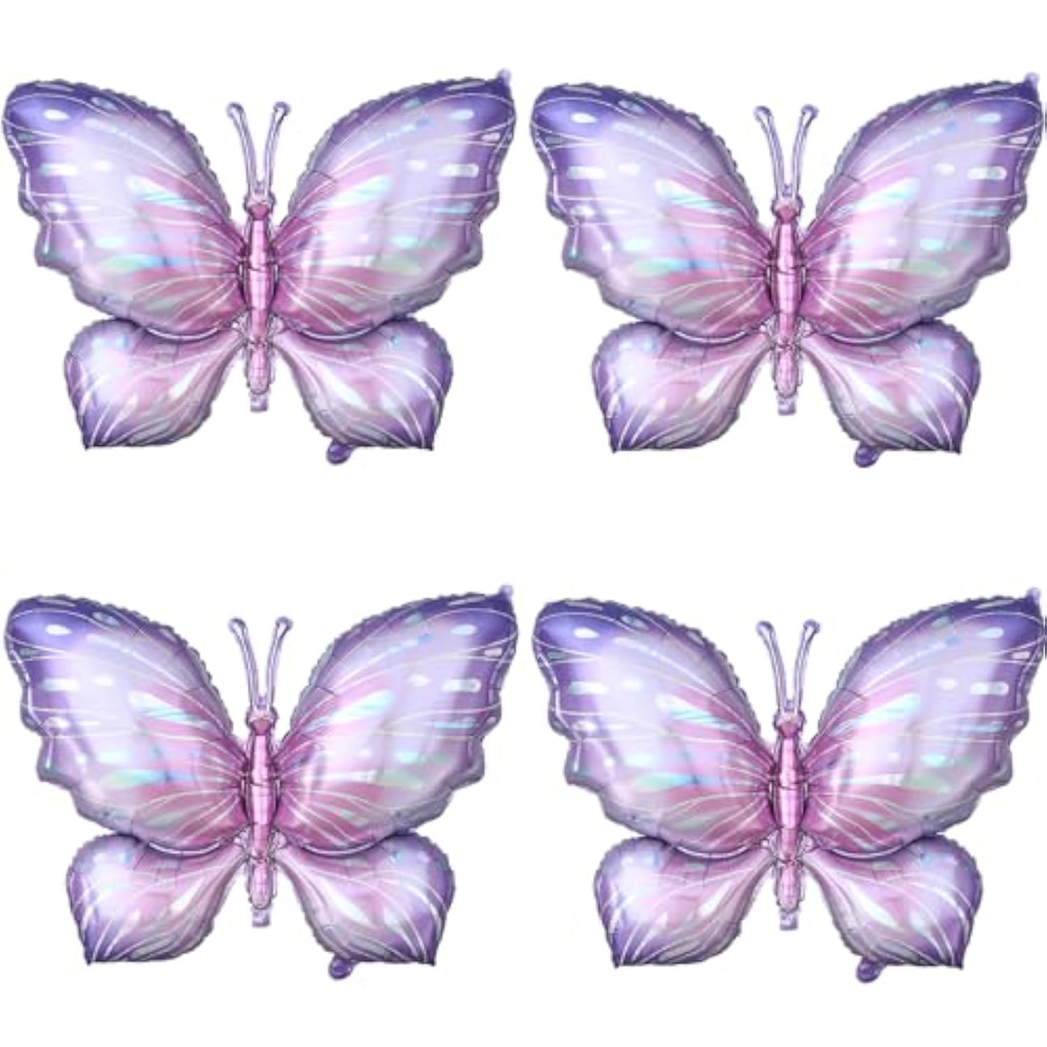 Purple Butterfly Balloons 4 Pieces 40Inch Pink Purple Butterfly Foil Mylar Balloons For Butterfly Themed Party Wedding Birthday Baby Shower Party Decoration (Purple-4Pcs)