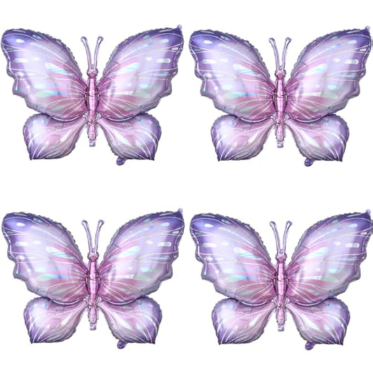 Purple Butterfly Balloons 4 Pieces 40Inch Pink Purple Butterfly Foil Mylar Balloons For Butterfly Themed Party Wedding Birthday Baby Shower Party Decoration (Purple-4Pcs)