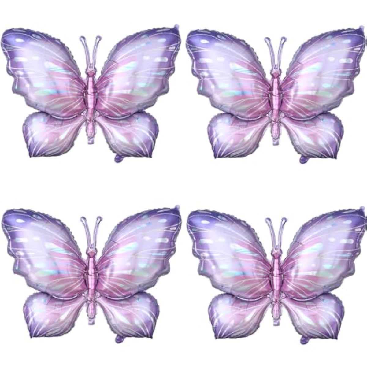 4pcs Purple Butterfly Foil Balloons for Wedding, Baby Shower & Party Decor