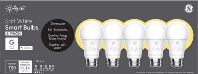 9.5W Smart LED Light Bulb 60W Equivalent Soft White A19 5 Pack
