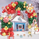 167Pcs Christmas Balloon Arch Kit, Xmas Red Green White Gold Balloon Arch with Candy Cane Balloons Elk Foil Balloons for Christmas New Year Party Decorations