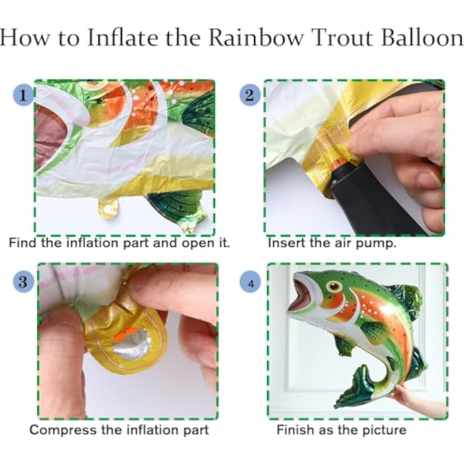 Rainbow Trout Fish Balloons 4Pcs 27Inch Fishing Foil Balloons For O-Fishally One Fishing Themed Birthday Baby Shower Father'S Day Party Decoration