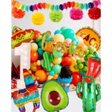Fiesta Balloons Letter Banner Mexico Taco Llama Cactus Avocado Chili Pepper Mylar Balloon Birthday Mexican Fiesta Theme Cinco De Mayo Party Decor 13 Pcs Set