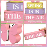 4 Pcs Spring Butterfly Wooden Table Sign Spring Is In The Air Table Block Centerpieces Rustic Farmhouse Butterfly Wood Tabletop Decorations For Party Home Office Kitchen Shelf Desk Tiered Tray Decor