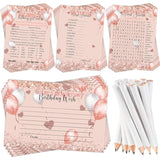 100 Pcs Who Knows The Birthday Girl Best Cards With 20 Pre Pointed Pencils Set For 20 Guests, Girls Birthday Night Game Ideas, Girls Her Sleepover Party Supplies, 4 Activities(Balloon)