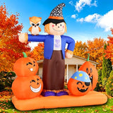 Halloween Inflatable Scarecrow with Pumpkins Owl Outdoor Decor