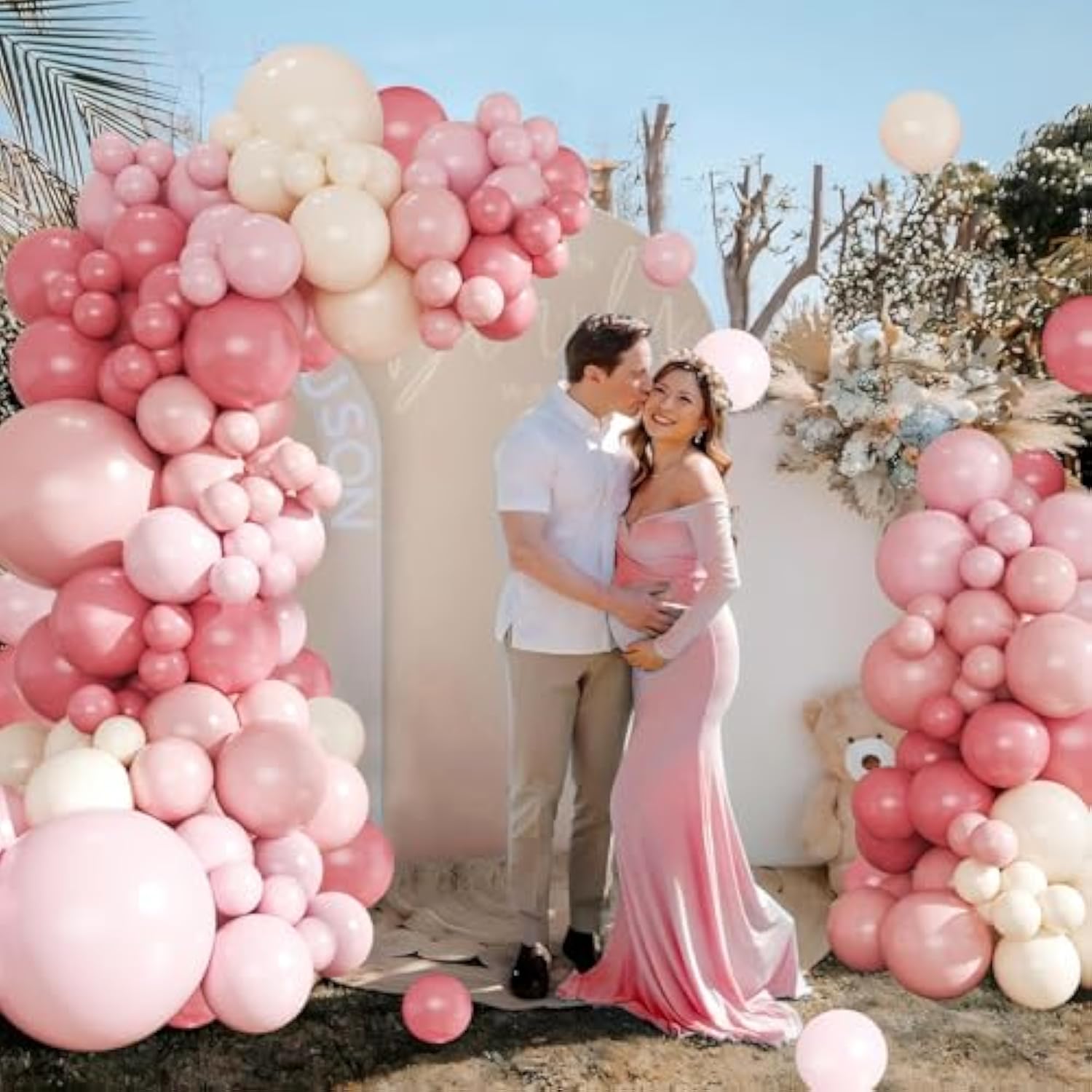 Dusty Pink Balloon Arch Kit 124Pcs Pink And White Balloon Arch Garland Kit Include Macaron Light Pink Sand White Balloons For Baby Shower Bridal Shower Wedding Birthday Party Decorations