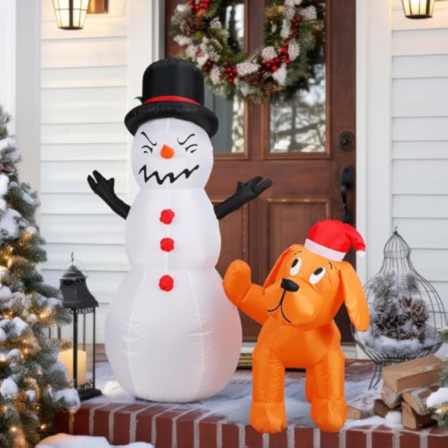 4 Ft Tall Dog Christmas Decoration Christmas Inflatable Decoration Snowman Peeing Dog Yard Snowman And Dog Xmas Yard Dec