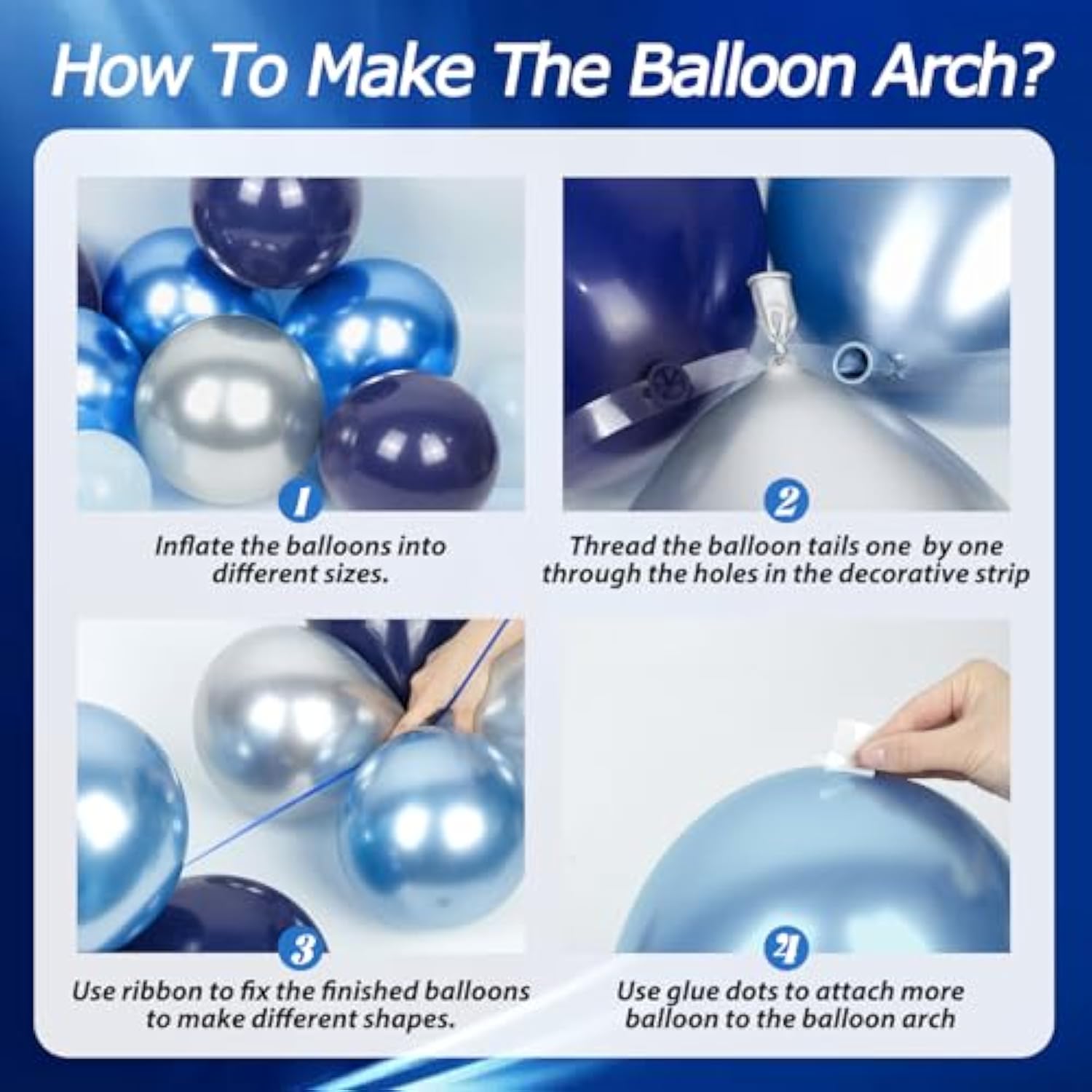 134pcs Blue & Silver Balloon Garland Kit Party Arch Decor for Birthday, Baby Shower, Wedding