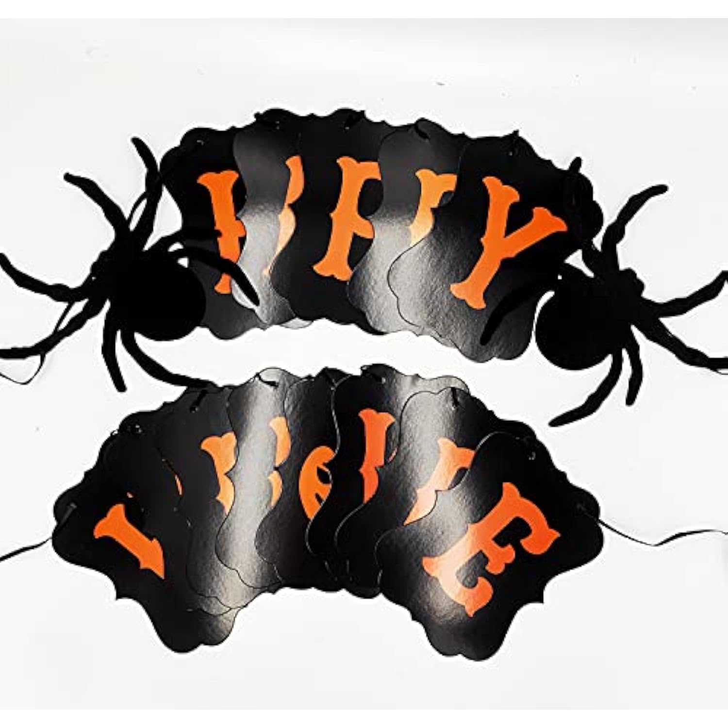 Happy Halloween Banner with Spider and Pumpkin Sign for Party Decorations