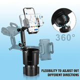 Cup Holder Phone Mount, 2 In 1 Cup Holder Expander For Car Long Arm With 360°Rotation Cup Holder Cell Phone Holder For Car Compatible With All Smartphones