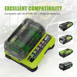 Replacement For Ryobi 40V Battery Charger Op401 Rapid Charger For Ryobi 40V Battery Compatible With Op4015 Op4026 Op4030 Op4040 Op4050 Op4050A Op4060 Op40601