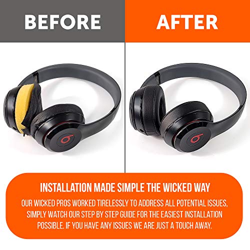 Wicked Cushions Replacement Ear Pads for Beats Solo 3 Wireless On Ear Headphones - Also fits Beats Solo 2 Wireless, Enhanced Noise Cancellation,