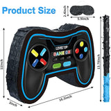 Video Game Controller Piñata Bundle Fiesta Gaming Controller Piñata Set With Blindfold And Bat Kids Birthday Gamer Party Supplies Game Toy For Kids Gaming Theme Party Carnival Events Decor(Blue)
