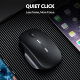 Wireless Mouse Transparent, 2.4G Slim Mouse Rechargeable, Noiseless Computer M
