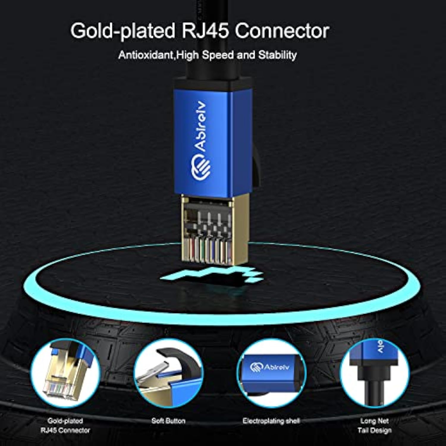 Cat7 Ethernet Cable 50Ft, Cat7 Outdoor Cable Triple Shielding Sstp 10Gbps 600M