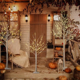 Led Birch Tree Light Set - 4Ft, 6Ft, 8Ft Trees With Warm White Lights - Indoor Outdoor Christmas Wedding Party Decorations (3-Pack)