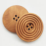 30Pcs 40Mm 1 1/2" Round Brown Wood Buttons 4 Holes Craft Sewing Button
