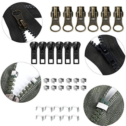 24 Pieces Black Bronze And Silver Zipper Sliders Zipper Pull Replaceme