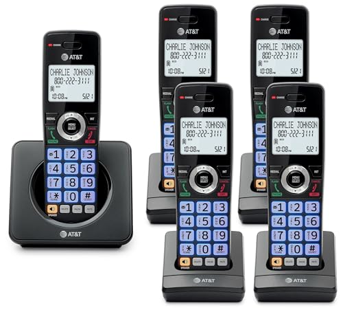 5-Handsets Landline Home Phone With Call Blocker, Caller Id/Call Waiting, Full-Duplex Handset Speakerphone, Backlit Keypad & Display, Rechargeable Battery, Eco Mode, Dect 6.0: Gl2101-51