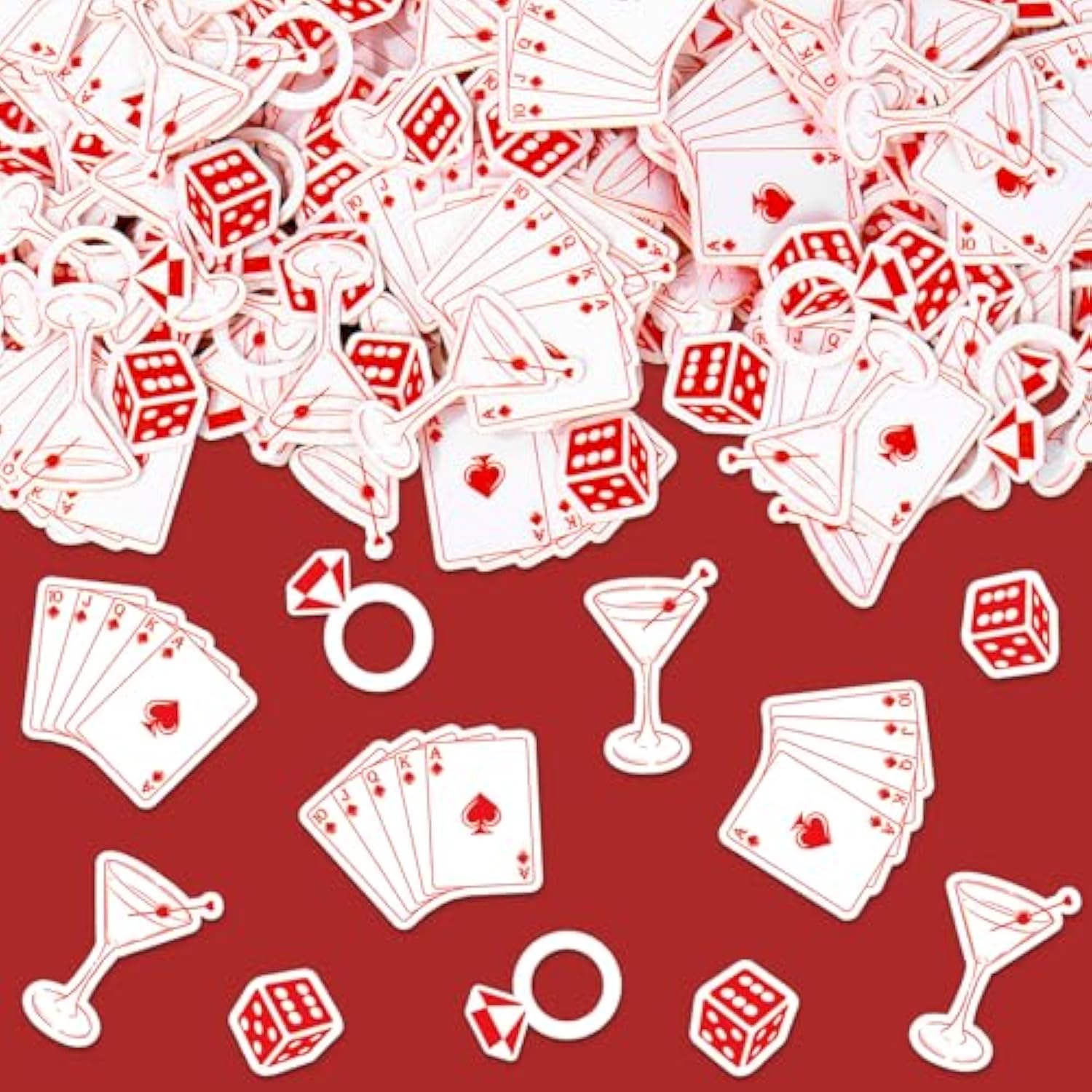 300Pcs Lucky In Love Table Confetti Vegas Bachelorette Party Confetti Cocktail Ring Poker Dice Table Centerpieces For Bridal Shower Casino Decoration