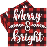 80 Pack Christmas Napkins 6.5 X 6.5 Inch Classic Buffalo Plaid Disposable Napkins Red Black Merry Christmas Dinner Napkins Holiday Paper Napkins For Xmas Winter Birthday Party Decoration
