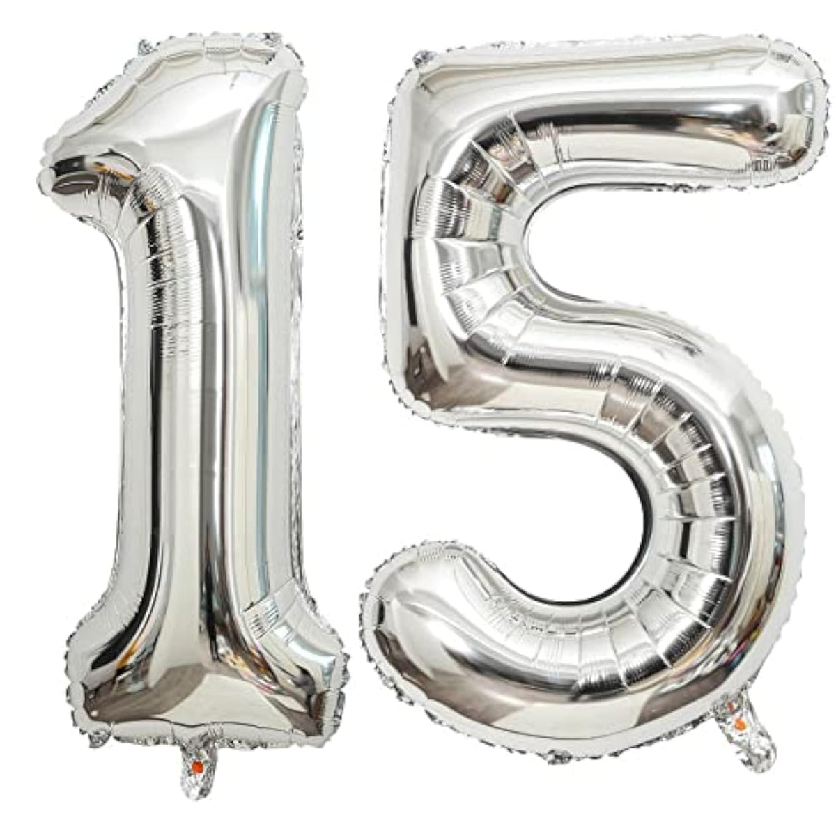 40" Silver Number Balloons – Giant “15” or “51” for 15th Birthday & Anniversary Party Decor