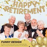 Pre Strung Happy Retirement Banner Glitter Sign, Champagne Gold