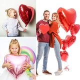 Love Heart Foil Valentines Balloons - 18/10/5 Inch, 54Pcs Mylar Red Heart Shapes For Romantic Decorations