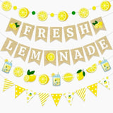 5 Pcs Lemonade Stand Decorations Lemon Sign Banner & Citrus Garland Set