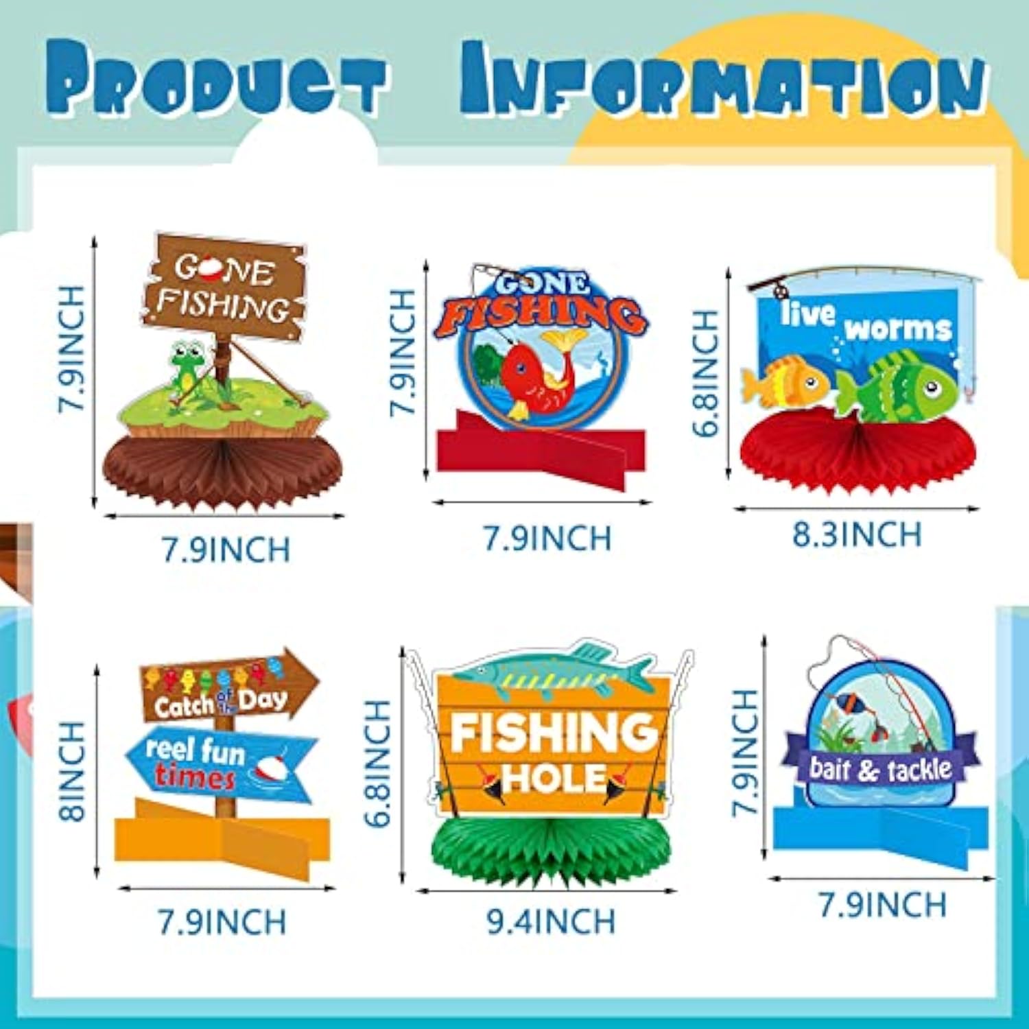 12 Gone Fishing Party Centerpieces – 3D Table Decor for Birthday or Summer Celebration
