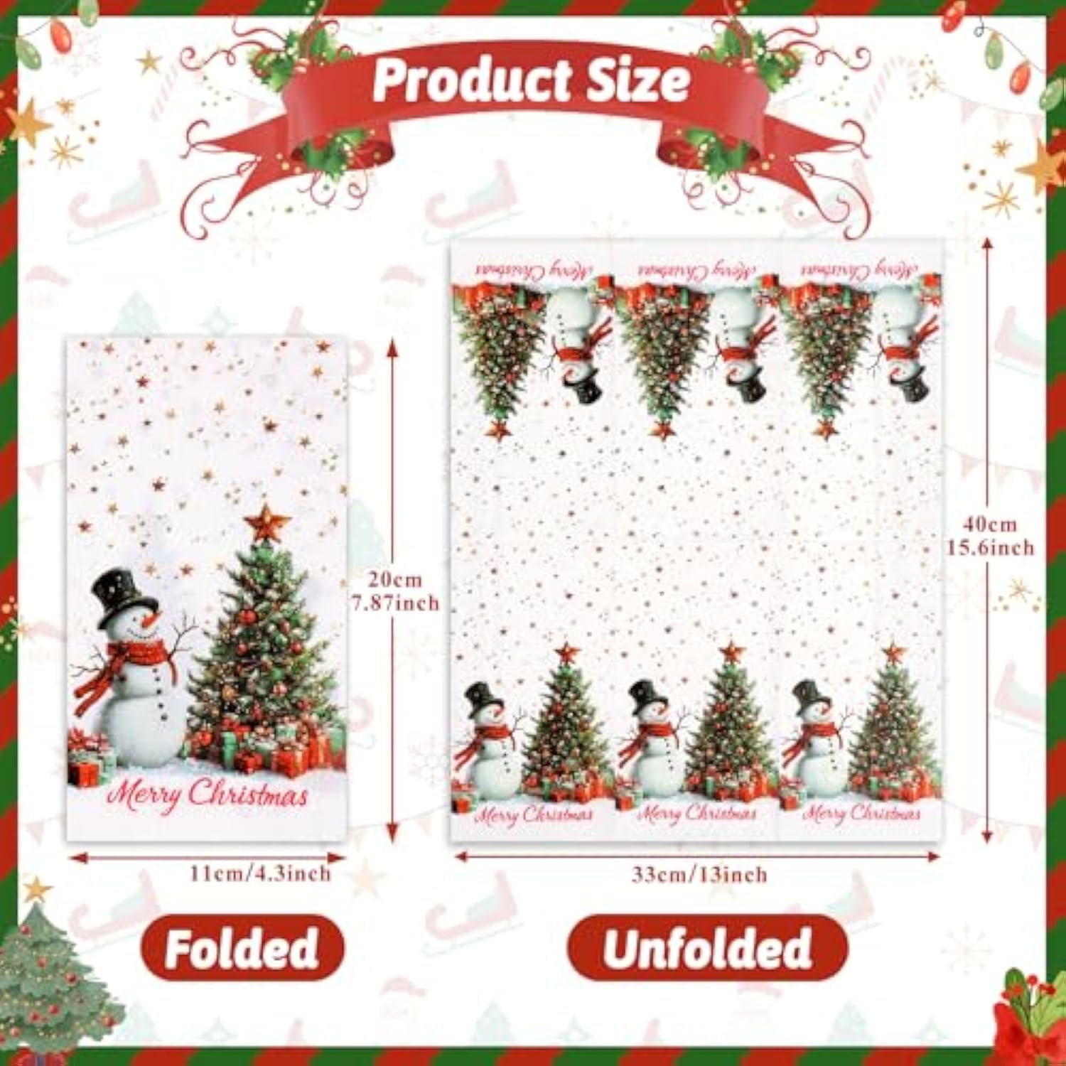 170 Pcs Christmas Disposable Napkin Papers Snowman White Decorative Table Guest Napkin 2 Ply Merry Christmas Trees Hand Towels For Winter Xmas Holiday Party Lunch Dinner Kitchen Bathroom Supplies