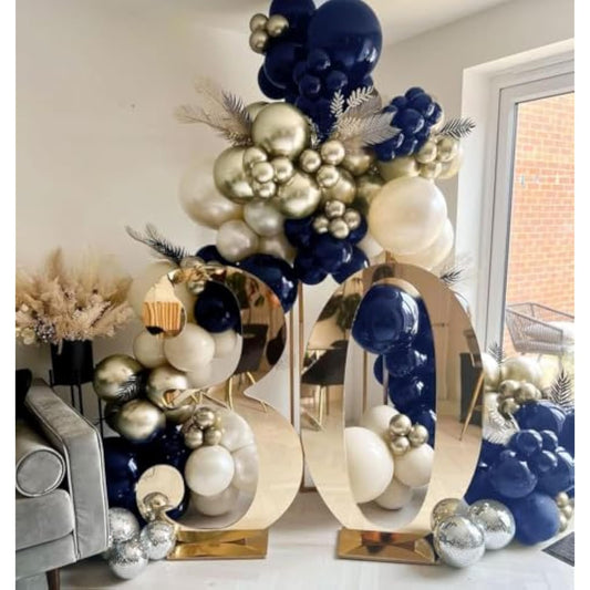 Navy Blue Balloon Garland Double Stuffed Pearl White Royal Blue Balloons Dark Navy Gold Balloon Arch Kit For Birthday Party Baby Shower Wedding Graduation Bridal Shower Decoration