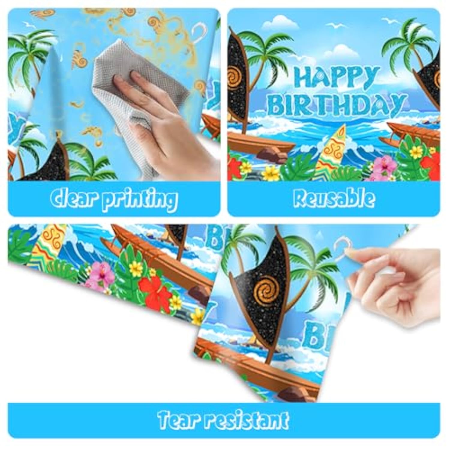 2Pcs Ocean Birthday Party Tablecloch Tableware Supplies For Ocean Baby Shower Birthday Party Decorations