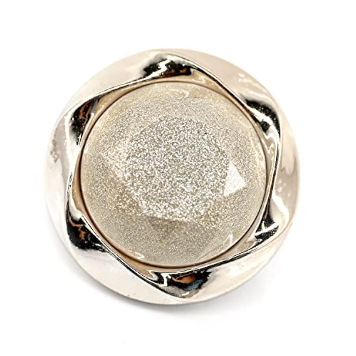 20 Pcs Cream Glitter Powder Beveled Cut Resin Cover With Sewing Shank