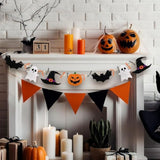 Halloween Garland: Felt Pumpkin, Ghost, Bat & Witch Decor