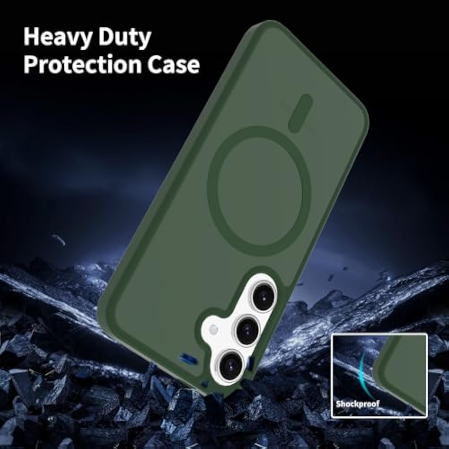 Samsung Galaxy S24 Case Magnetic with Magsafe Compatibility, 6.2 Inches Slim Fit Heavy Duty Protection Wireless Charging Lightweight Shockproof Anti-Slip Protective Phone Cover, Green