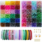 1300+pcs 8mm Glass Beads, 48 Colors for Jewelry Making & Crafts