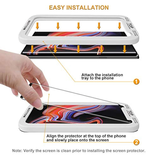 (2 Pack) Designed For Samsung Galaxy Note 9 Tempered Glass Screen Protector With (Easy Installation Tray) Anti Scratch, Bubble Free (Black)